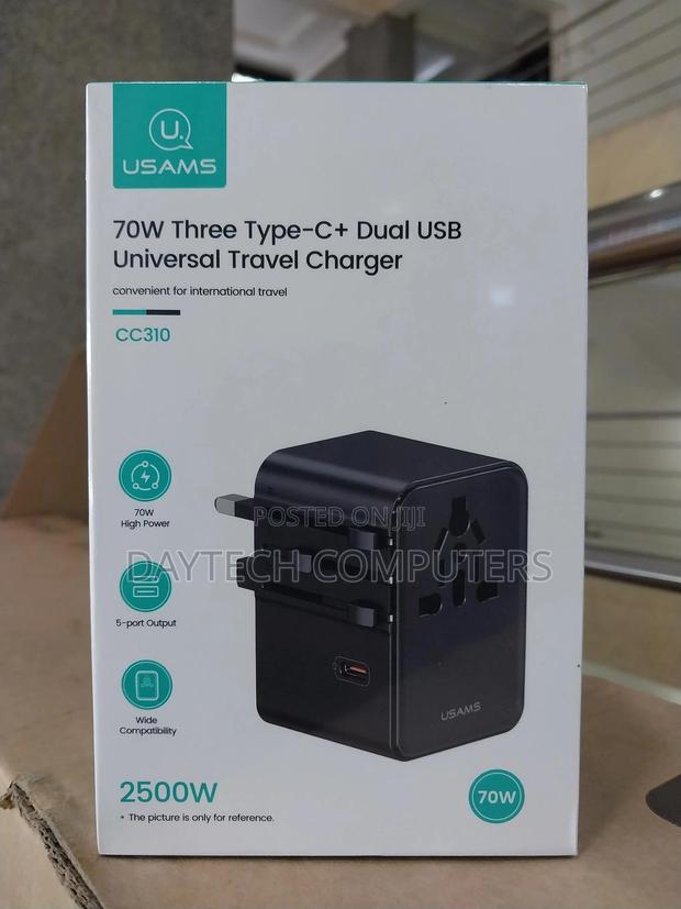 Usams 70w Universal Travel Charger Three Usb-C Two Usb-a Ports
