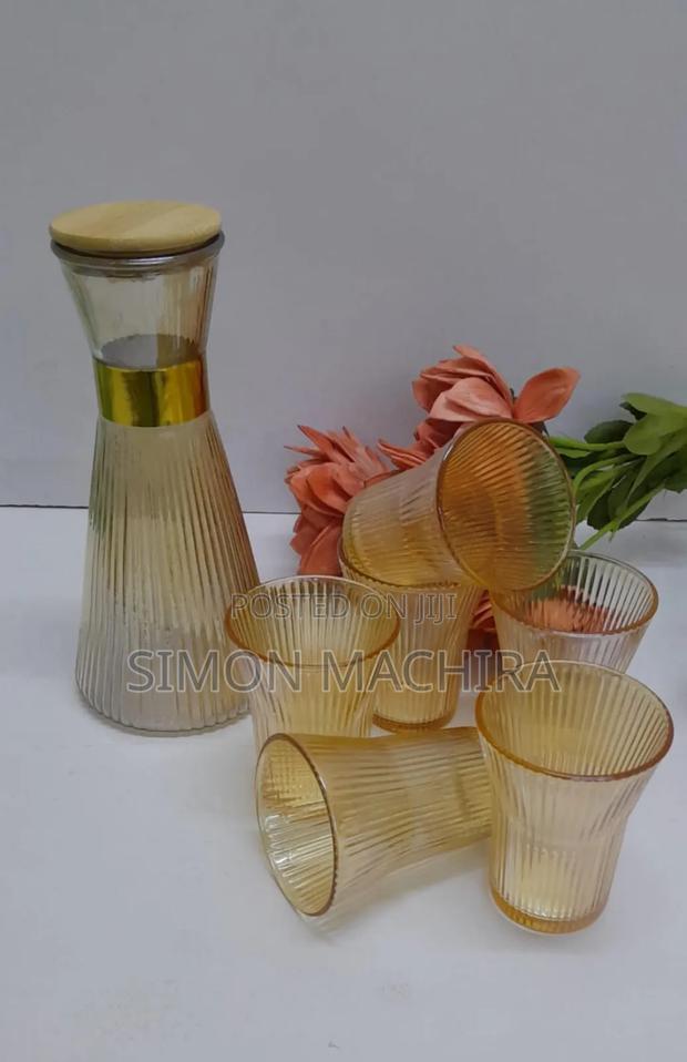 Glass Carafe Set With 6 Glasses