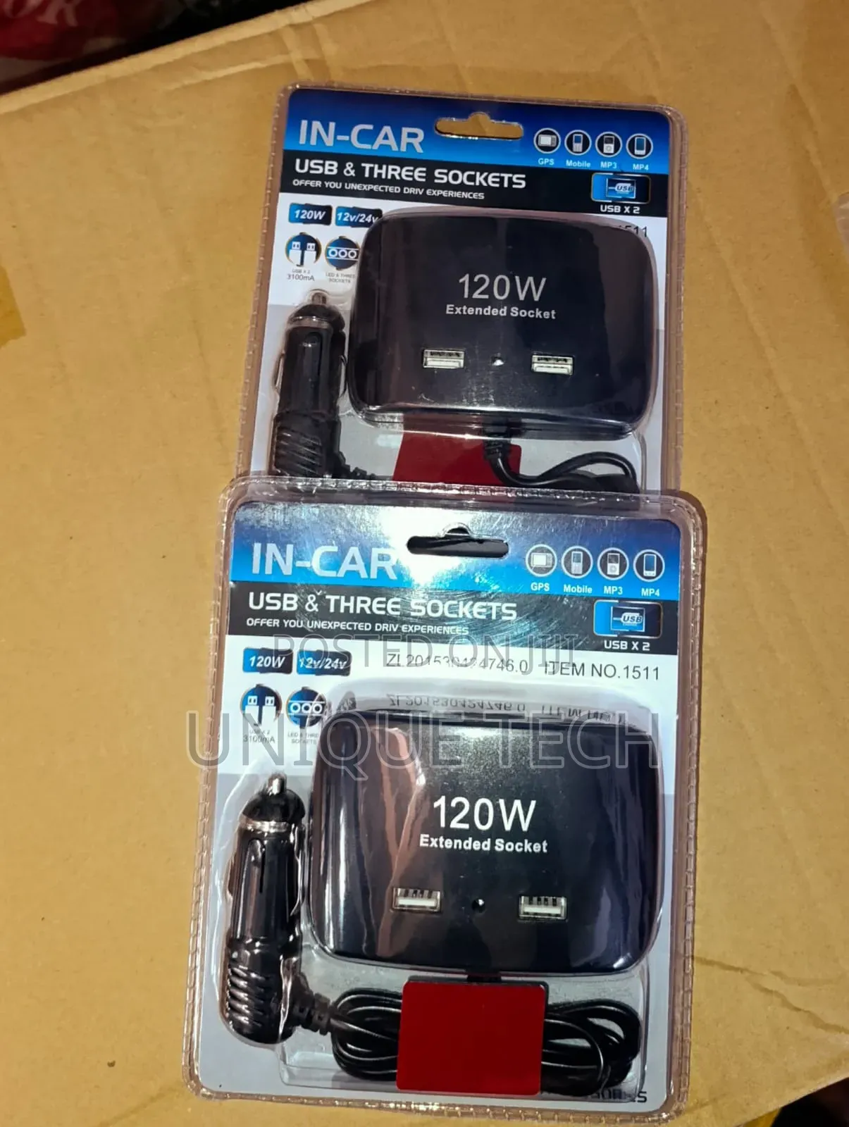 Usb 3-Way Socket Car Cigarette Lighter Port Extension Adapter