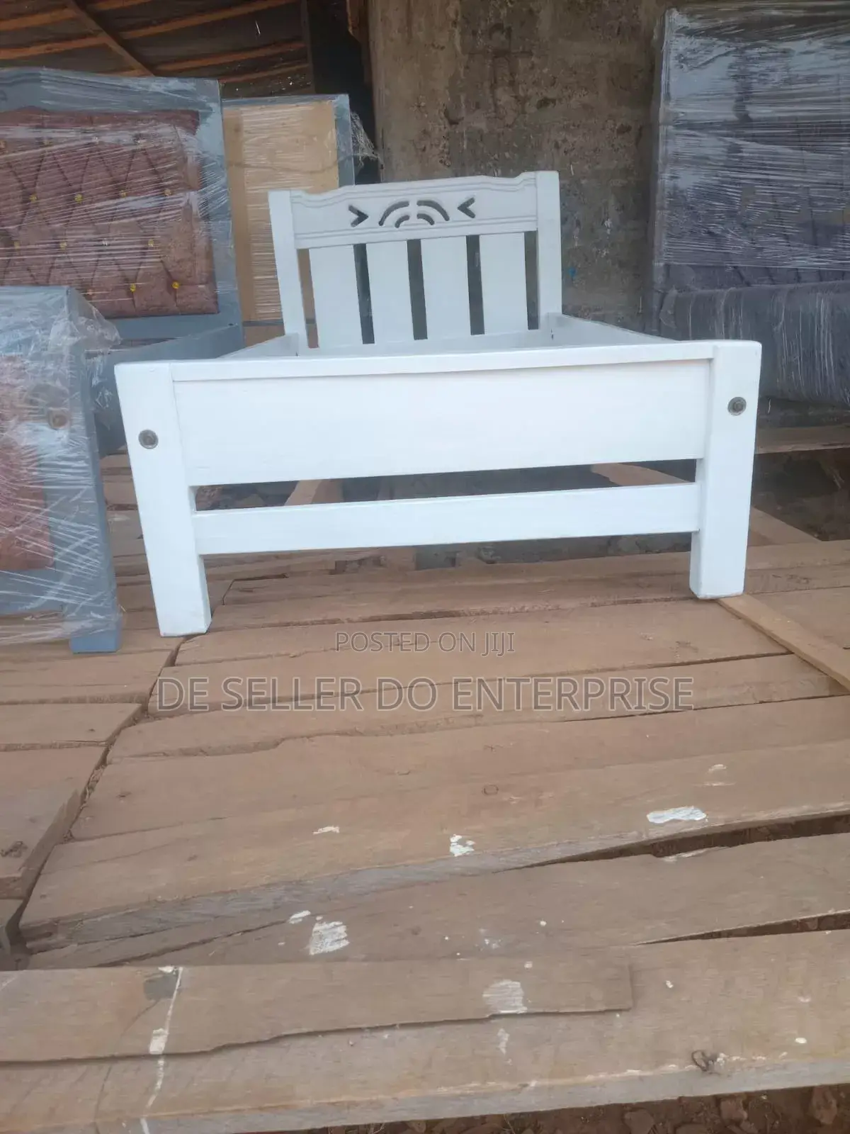 Kids Wooden Bed White Colour