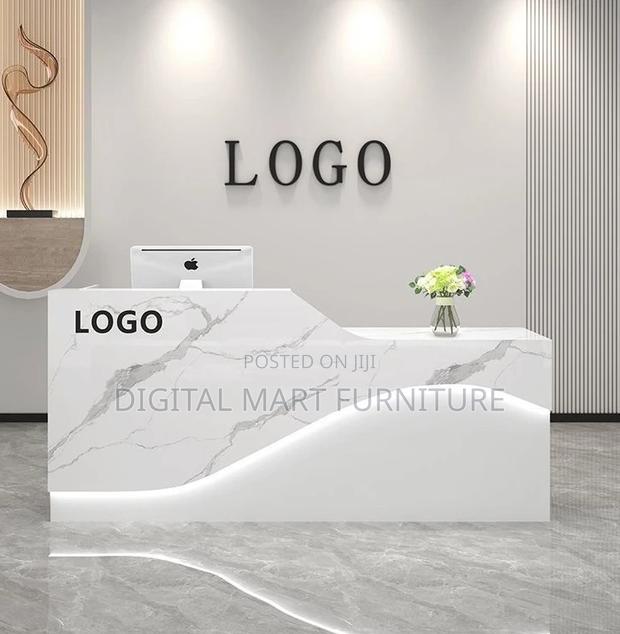 Office Desk: White Customer Reception Office Desk
