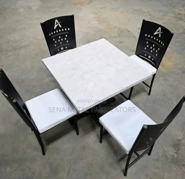 White Restaurant Table With 4 Chairs. - main view