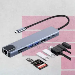 8-in-1 Usb Type-C Hub – Hdmi , Rj45 Ethernet, Pd, Usb 3.0 Sd/Tf