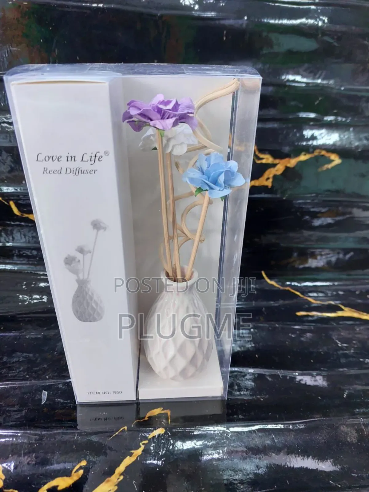 Decorative Flowers Ceramic Vase Reed Diffuser 50ml Essential Oil