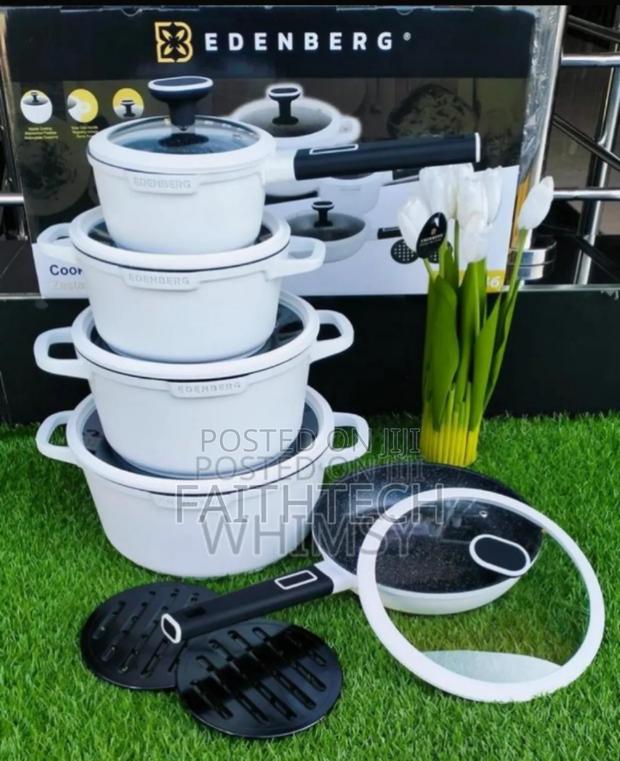 White 12 Pieces Nonstick Edenberg Cookware Set - main view