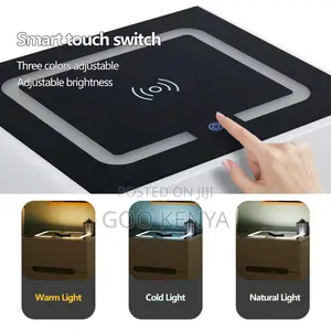 Bedside Table; Led Lighted Smart Bedside Nightstand