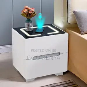 Bedside Table; Led Lighted Smart Bedside Nightstand