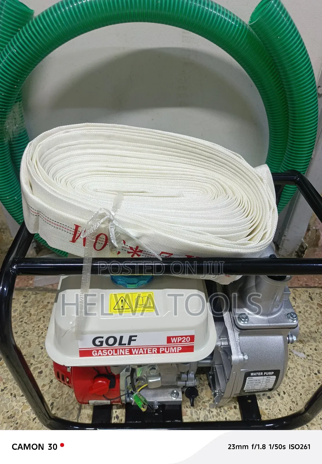 Gasoline Water Pump, Canvas Pipe 30m and Suction Pipe