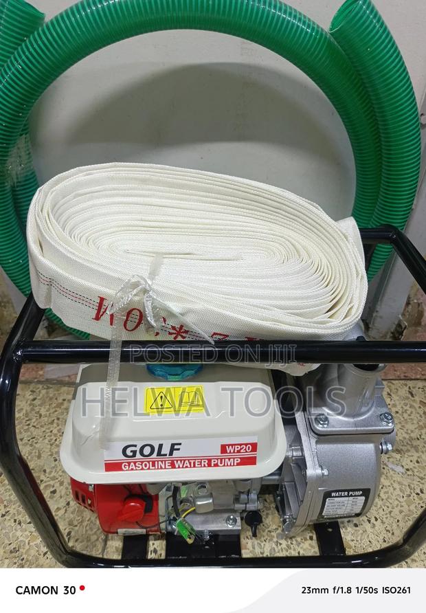 Gasoline Water Pump, Canvas Pipe 30m and Suction Pipe