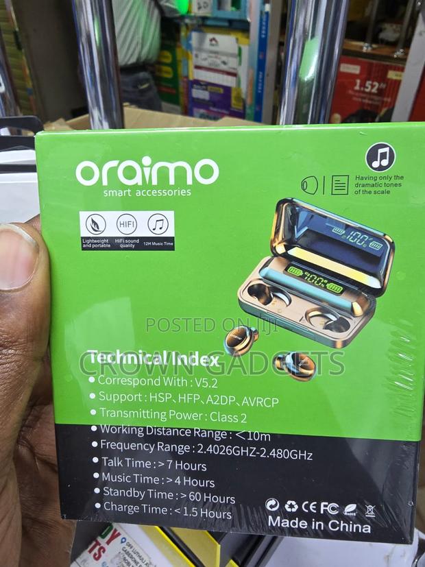 Oraimo Air F9pro+ Wireless Headset – Fast Charging Hd Audio - thumbnail 3