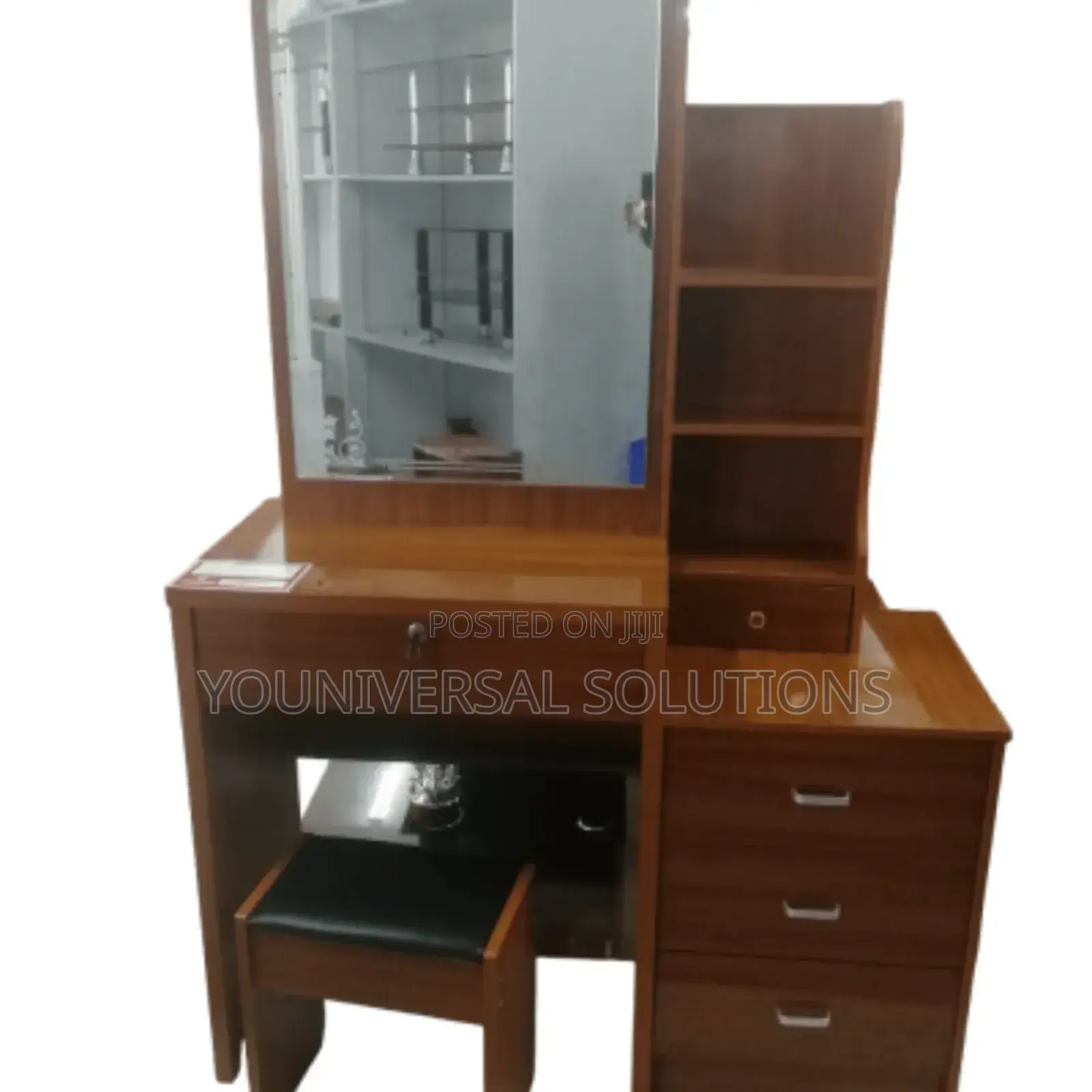 Brown Dressing Table With Sliding Mirror