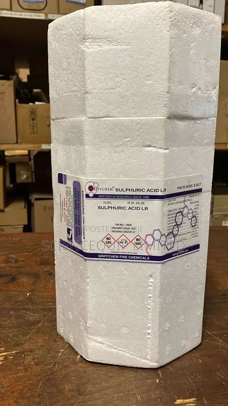 Sulphuric Acid (98%) – Lr Grade | Griffchem | 2.5l Imported