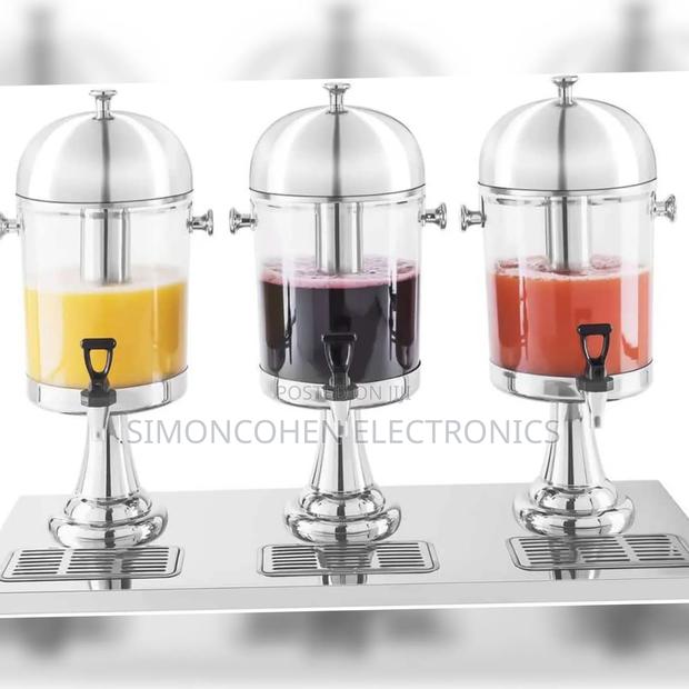 Triple Acrylic Juice Dispenser With Stainless Steel Base