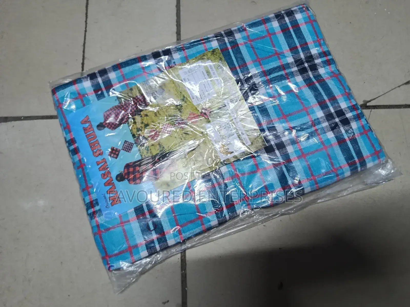 Maasai Shuka Throw Blanket Blue