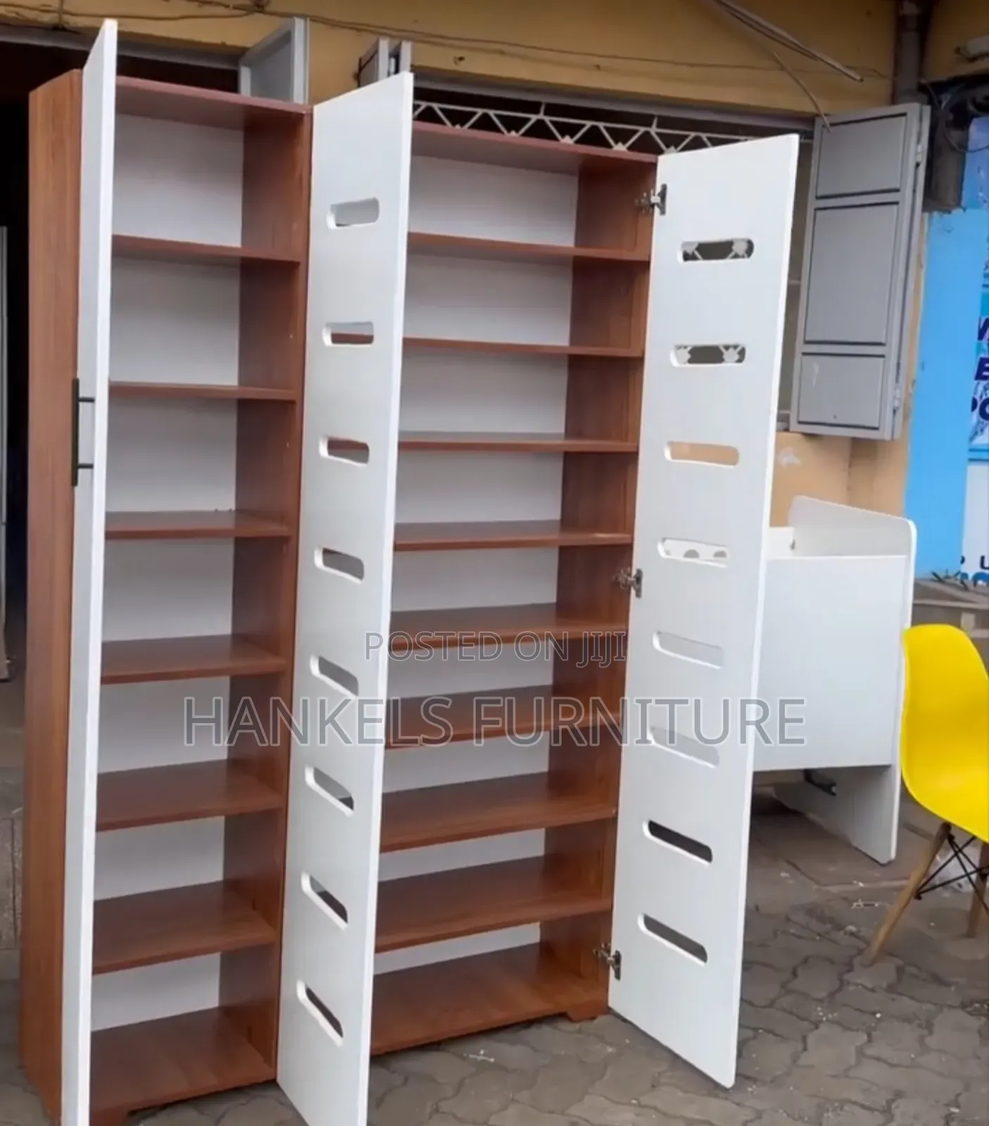 Walnut White Color Shoe Rack 3 by 6"