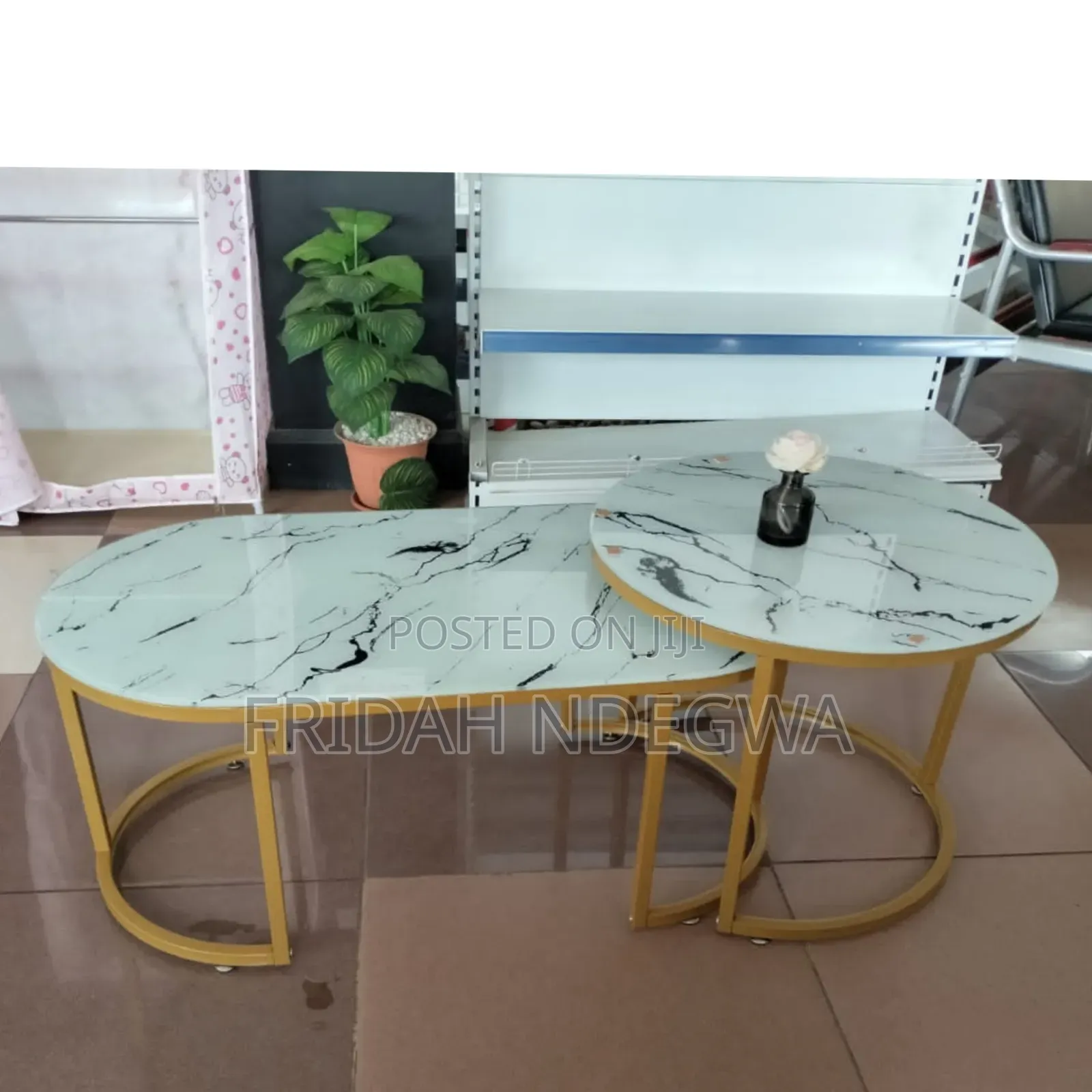 White Marble Coffee Table(Glass Effect )