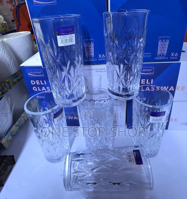 6pc Clear Long Glasses - main view