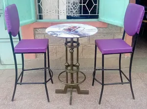 Bar High Stools, Purple Chairs With a Table