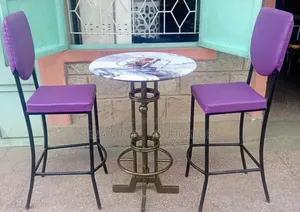 Bar High Stools, Purple Chairs With a Table