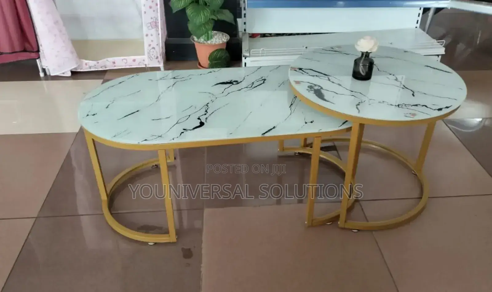 White Marble Coffee Table(Glass Effect )