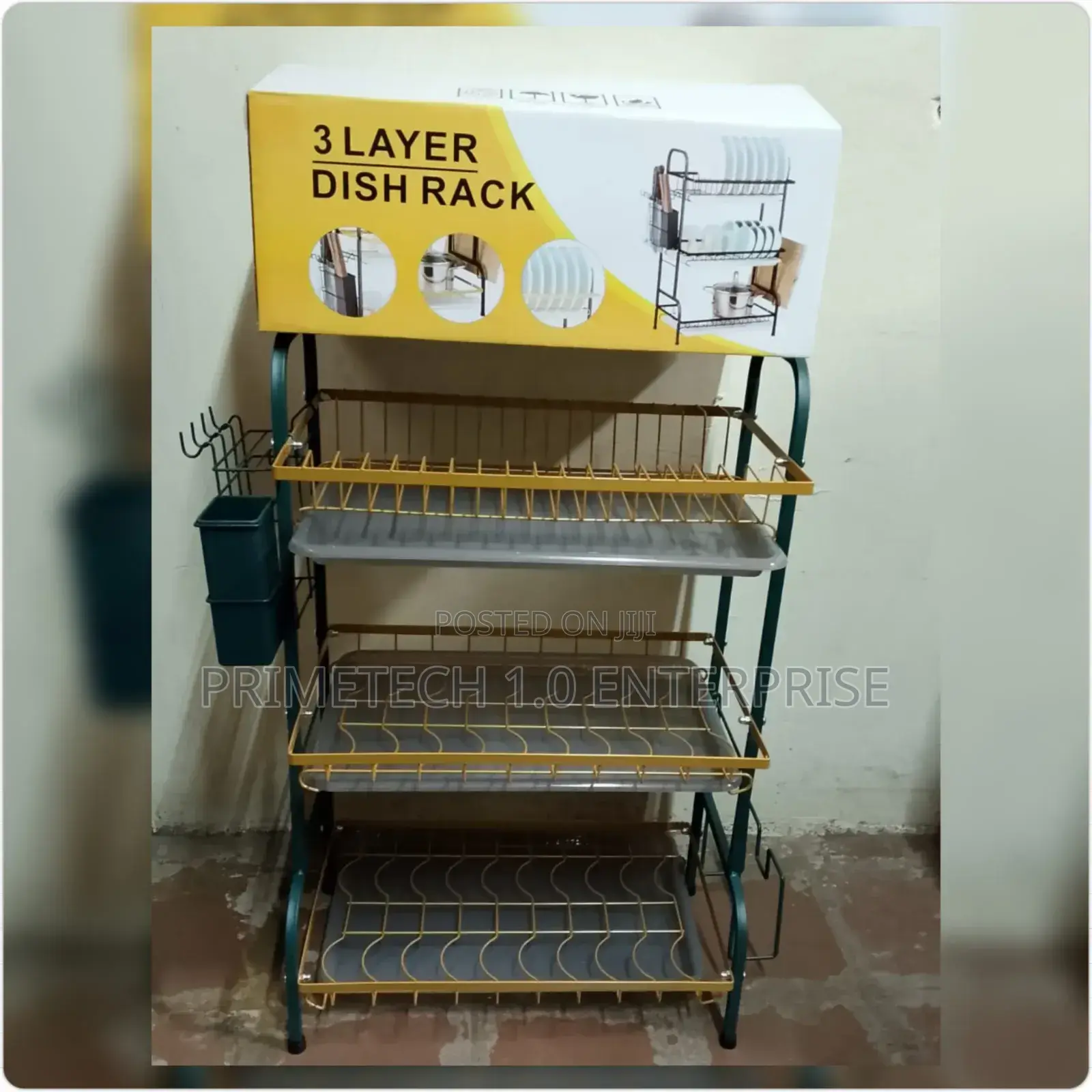 3 Layer Draining Dishrack-Gold Green