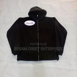 Customized Zip Up Warm Black Hooded Jumper - main view