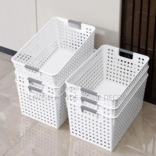 White Home Organization Baskets Pantry, Bedroom, Kitchen, Nursery