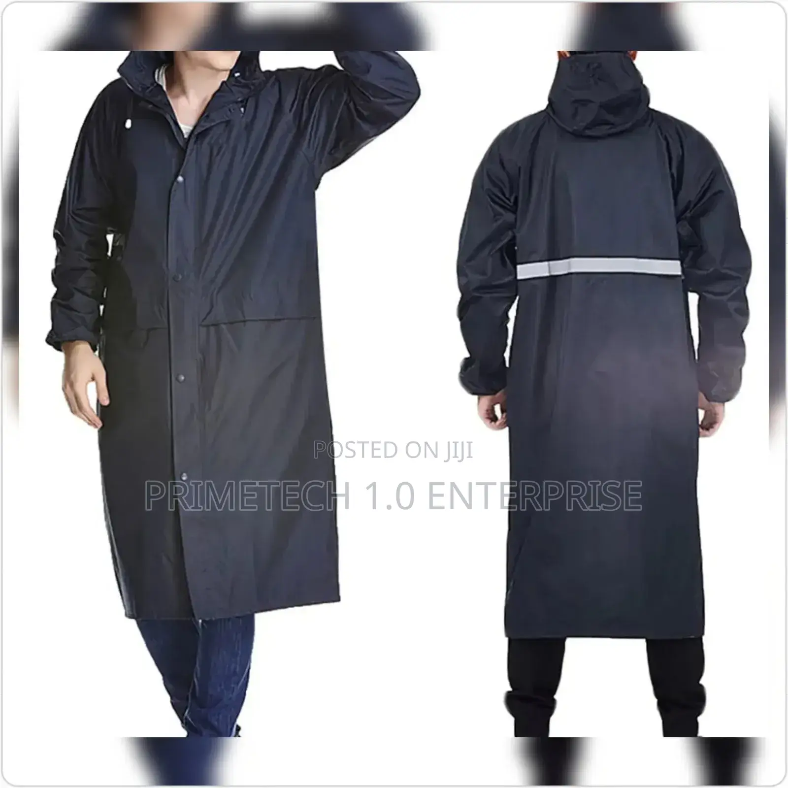 Adult 110cm Long (120kg) Black Rain Coat