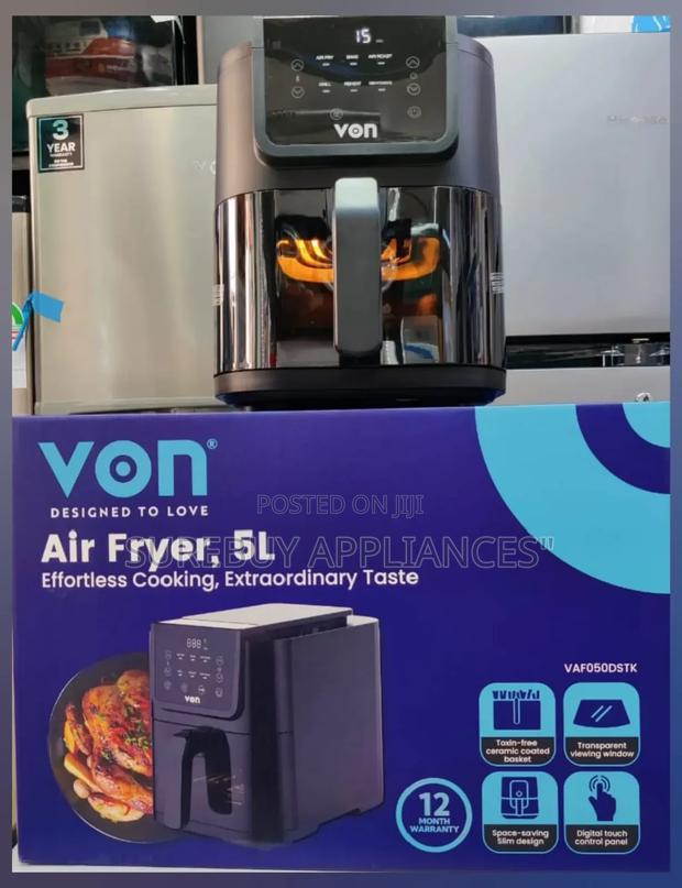 Von 5l Slim Airfryer, Black