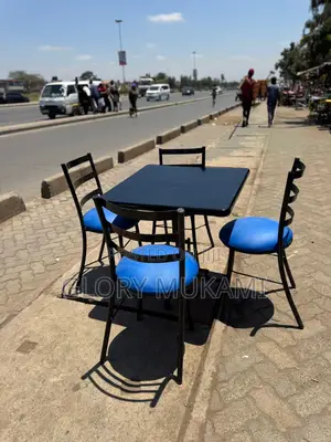 Restaurant And Bar Blue Chairs And Marble Table