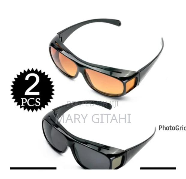 *2pcs Set Dark Coloured Anti Glare Night Vision Driver Goggles