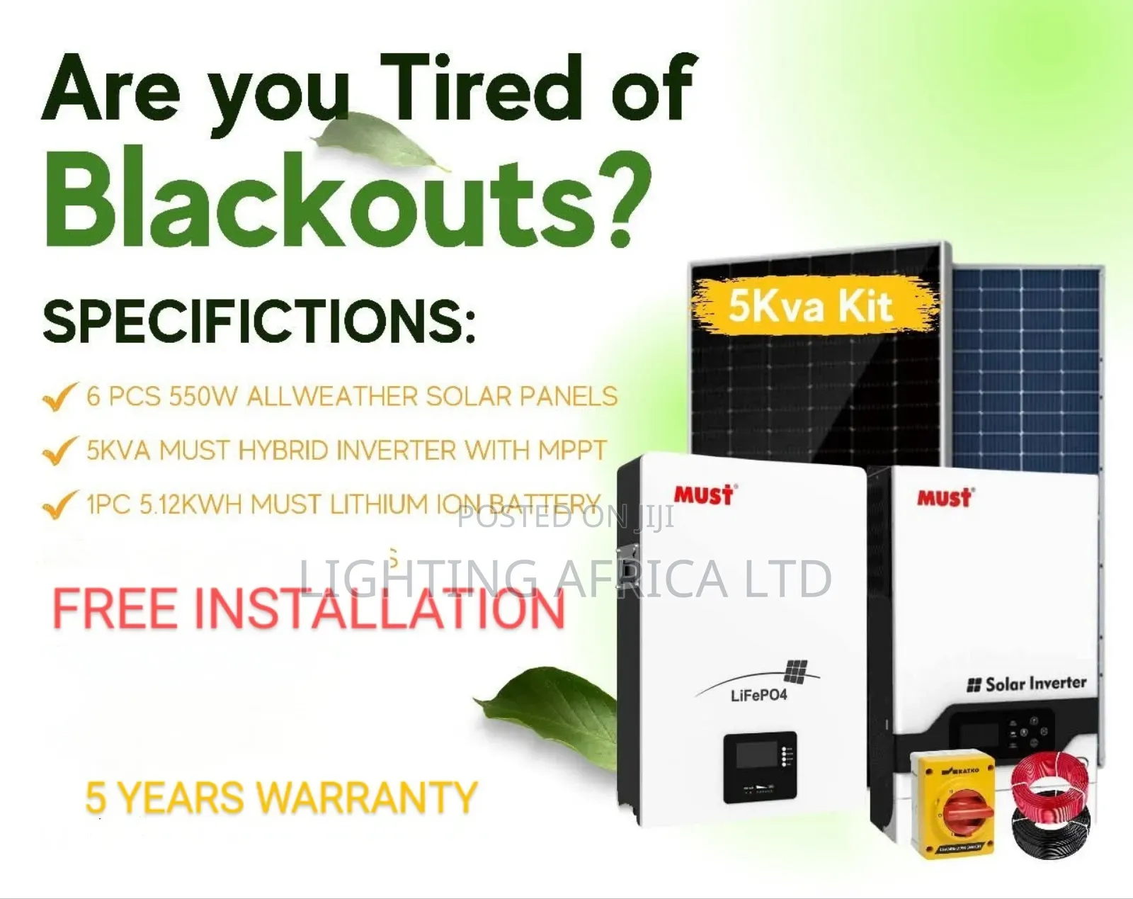 New 5.5kva Inverter - 5.12kwh Lithium Off-Grid Solar Free Installation