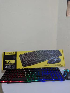 Wired Silent RGB Gaming Keyboard and Mouse, Thunder Wolf Tf200