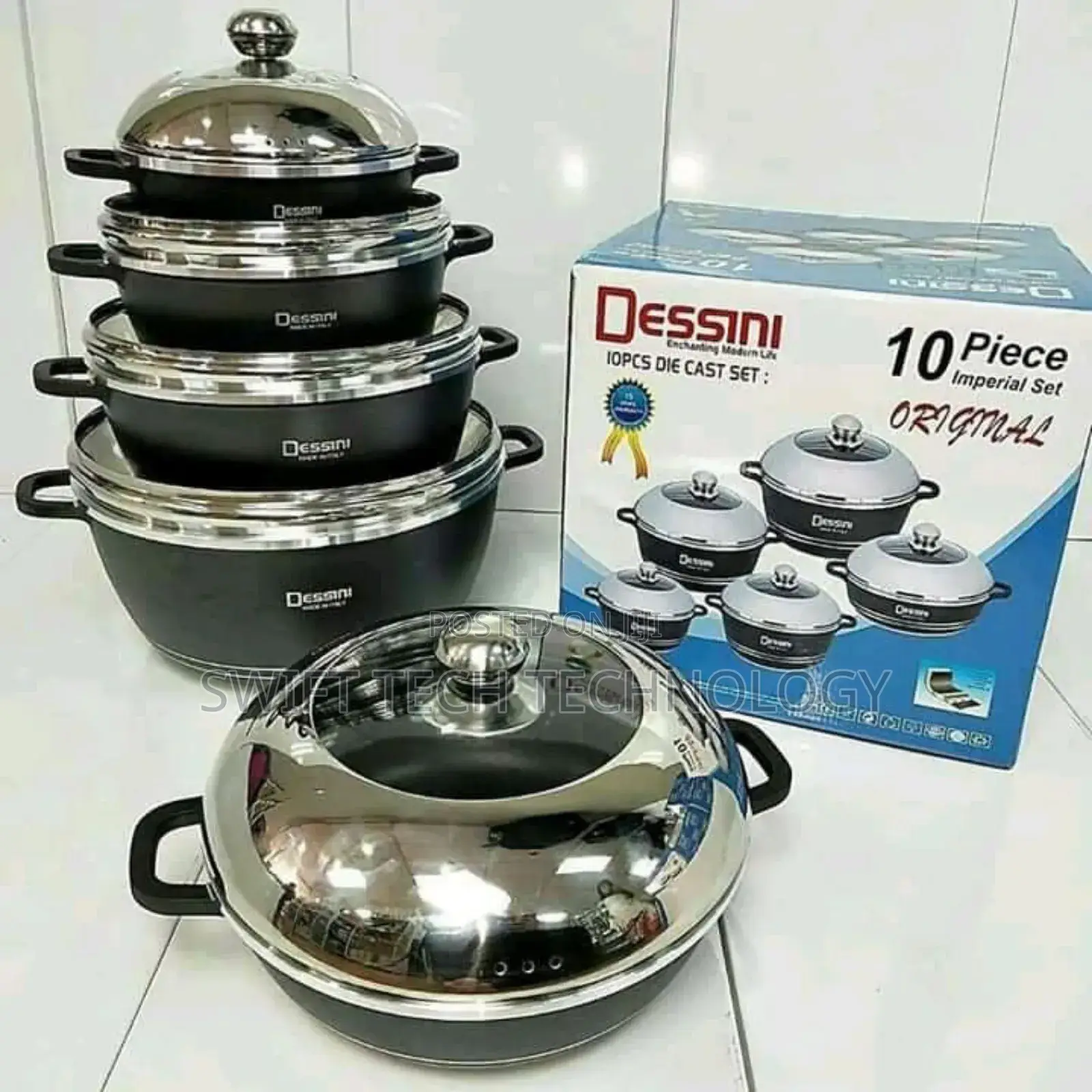 Dessin 10pc Cookware Black With Glass Lid