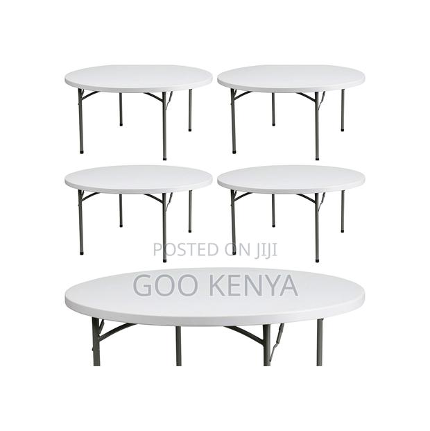 Foldable Table; Round Folding Plastic Banquet Table - thumbnail 3