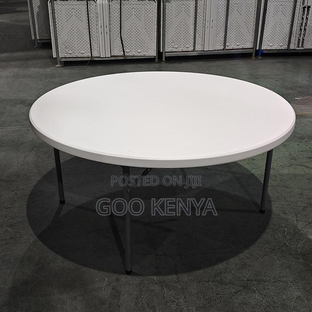 Foldable Table; Round Folding Plastic Banquet Table - thumbnail 6