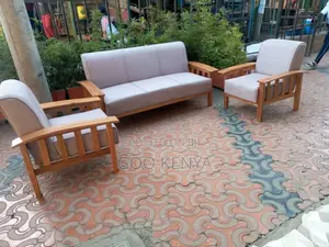 Outdoor Sofa; Contemporary 5-Seater Wooden Lounge Chair