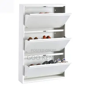 Shoe Rack; Compact Flip-Off Shoe Organizer Cabinet
