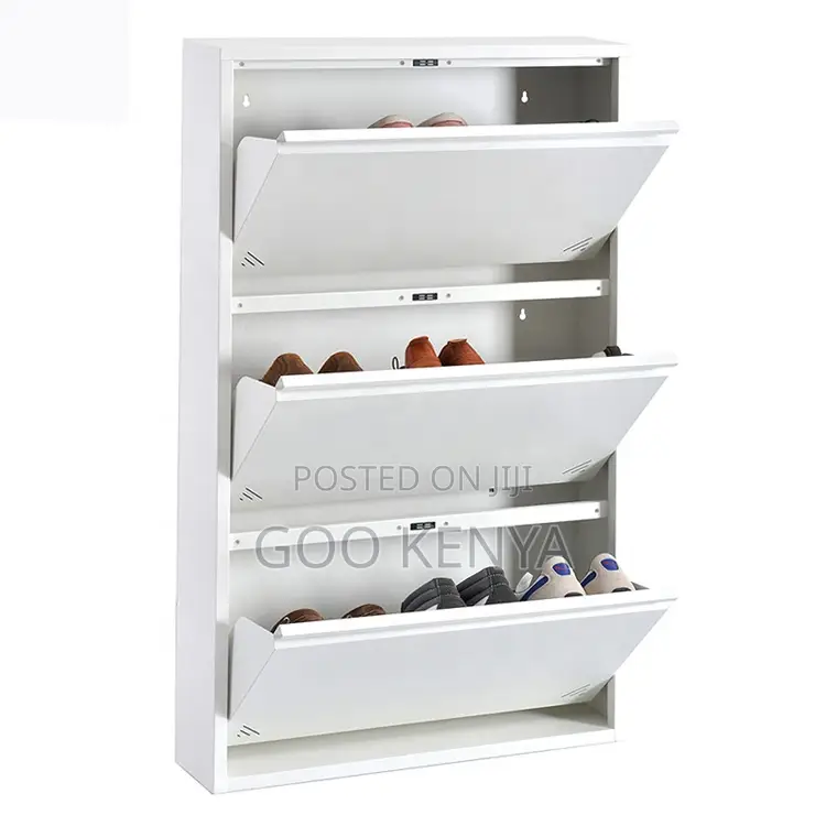 Shoe Rack; Compact Flip-Off Shoe Organizer Cabinet