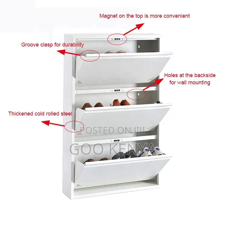 Shoe Rack; Compact Flip-Off Shoe Organizer Cabinet