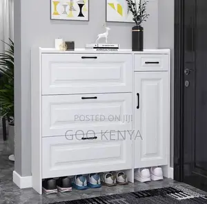 Shoe Rack; Compact Flip-Off Shoe Organizer Cabinet