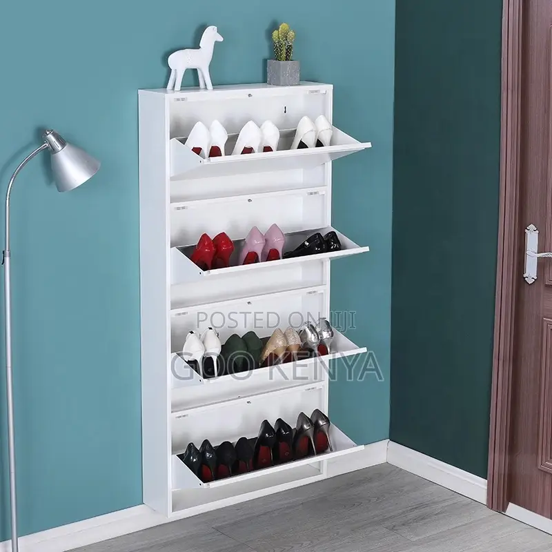 Shoe Rack; Compact Flip-Off Shoe Organizer Cabinet
