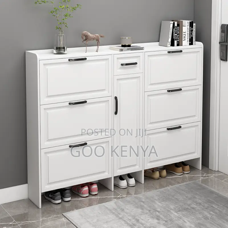 Shoe Rack; Compact Flip-Off Shoe Organizer Cabinet