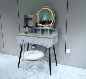 Dressing Table; Modern Slim Vanity Table With Mirror Led