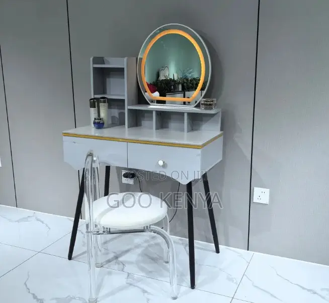Dressing Table; Modern Slim Vanity Table With Mirror Led