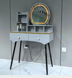 Dressing Table; Modern Slim Vanity Table With Mirror Led
