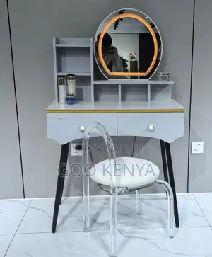 Dressing Table; Modern Slim Vanity Table With Mirror Led