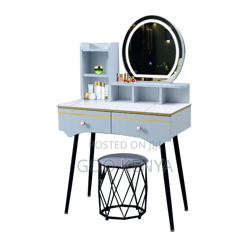 Dressing Table; Modern Slim Vanity Table With Mirror Led