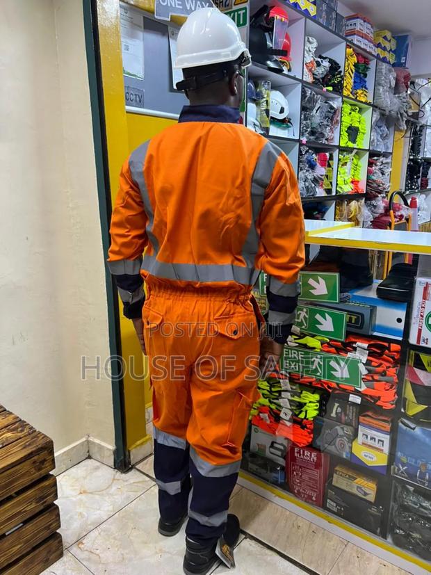 Hi-vi Orange Safety Overall Made From Durable Cotton