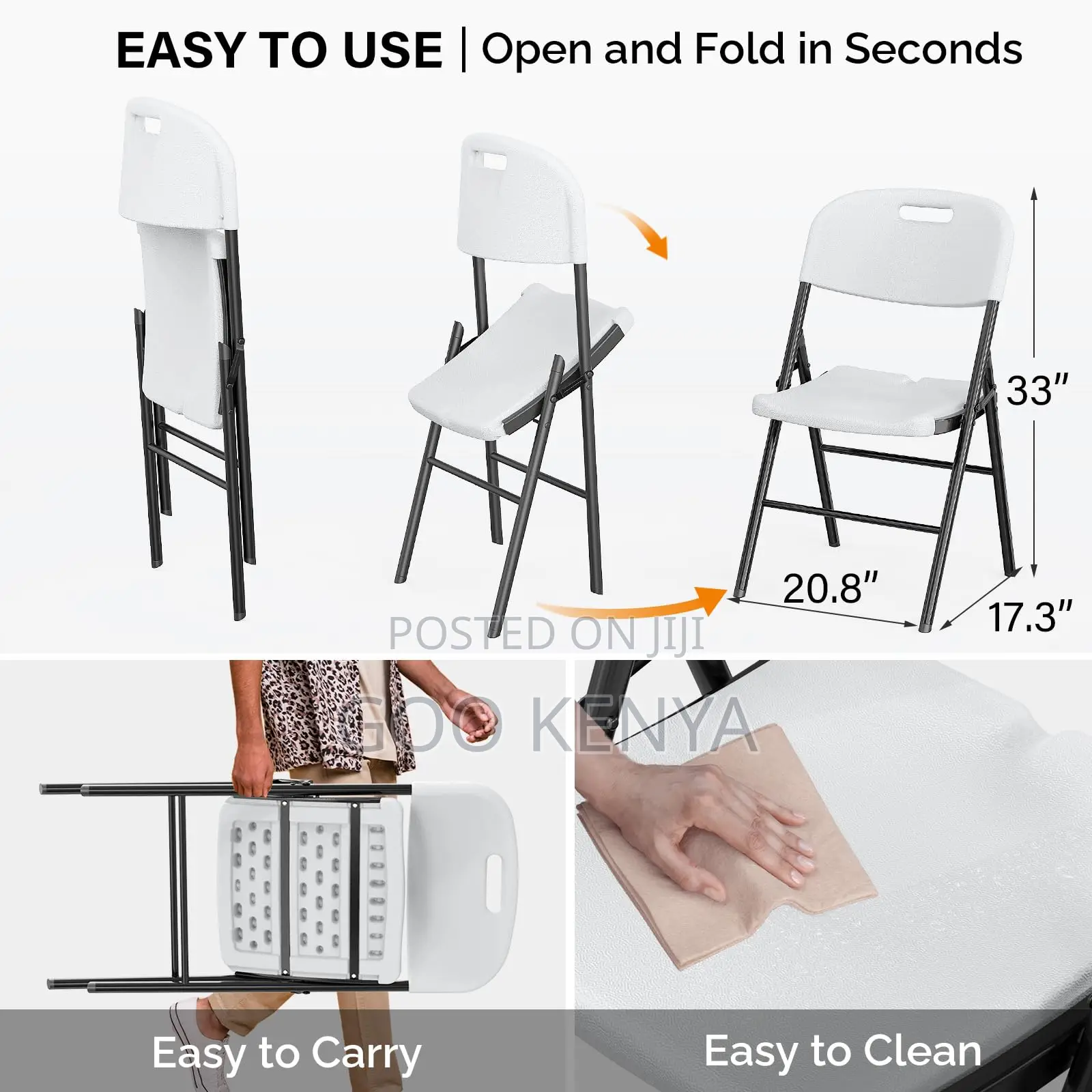 Events Chair; Durable Outdoor White Plastic Folding Chair